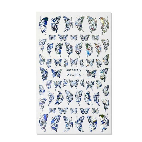Sticker mit holo Glitter - Schmetterlinge - selbstklebend - 703-ZY-035-Silber - Graffdesign