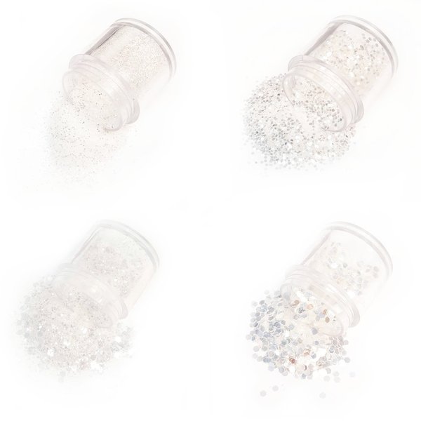 4er Pailletten-Glitter-Mix-Set in WEISS - 2300-061