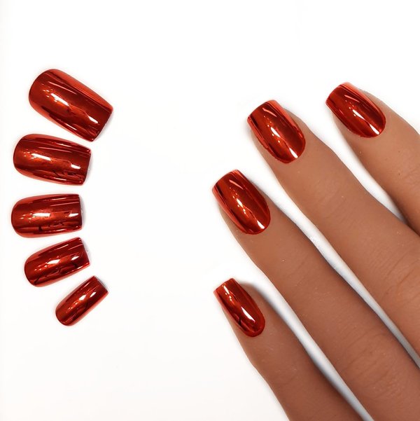 20x Press on Nails in Pur Chrome Rot in Squareform - Press on Nails