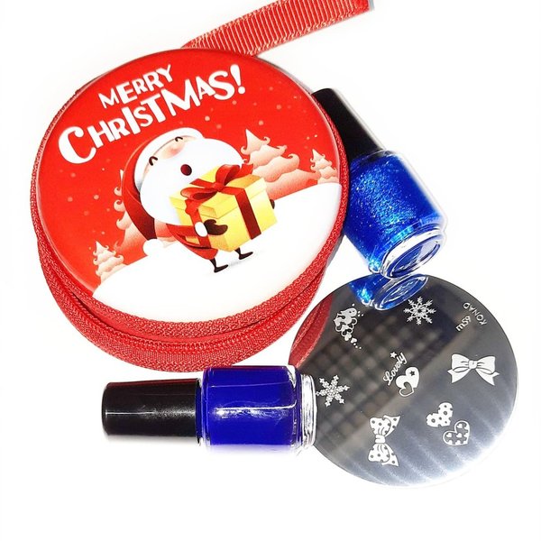 Geschenk - Weihnachten - Stamping M59 mit Stampinglack in Marineblau und Ice Blau - WG-005