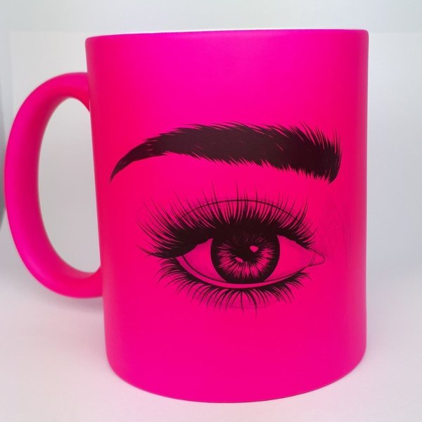Tasse - in Neon Pink - Augen- 330 ml - 209-017
