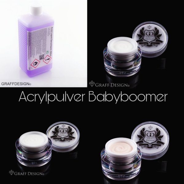 Acryl-Set 3 x 15 ml Acryl-Pulver und 1x 100 ml Acryl-Liquid - Babyboomer - 2100-006