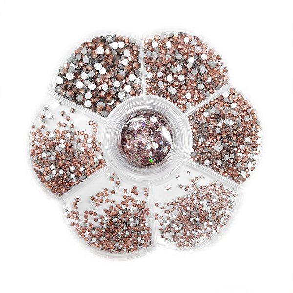 Strass-Mix - Strass-Kristalle in 6 verschiedenen Grössen inkl. Glitter - 807-Blume-031