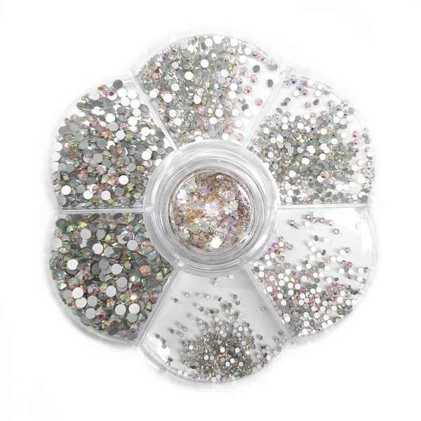 Strass-Mix - Strass-Kristalle in 6 verschiedenen Grössen inkl. Glitter - 807-Blume-041