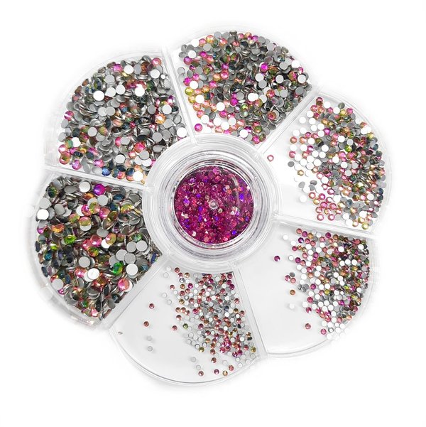 Strass-Mix - Strass-Kristalle in 6 verschiedenen Grössen inkl. Glitter - 807-Blume-051