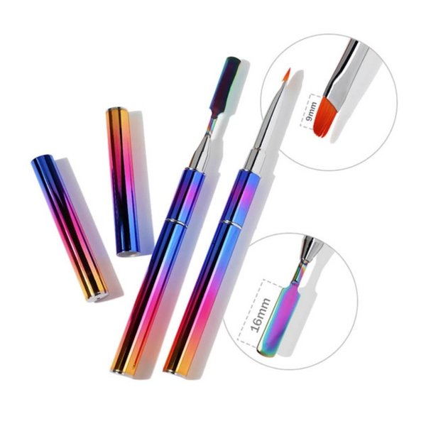 1 Luxus Pinsel mit Spatel / ideal für Acrylgel - Regenbogendesign - 440-039
