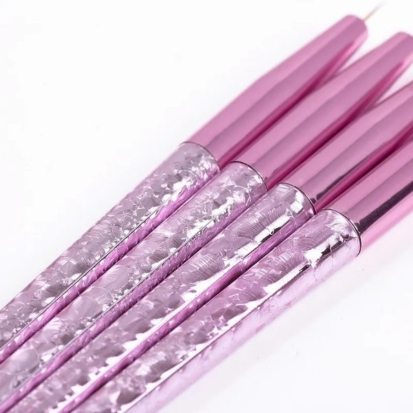 4er Pinsel-Set - Striper Nailart Liner in rosa Metallic