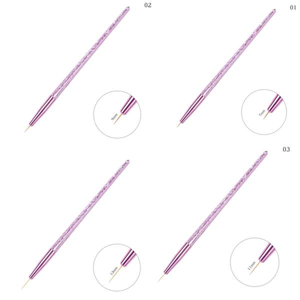 4er Pinsel-Set - Striper Nailart Liner in rosa Metallic